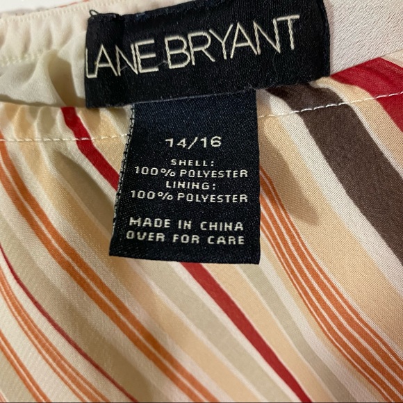 Lane Bryant BURNT ORANGE & BROWN diagonal stripe asymmetrical skirt with lining. - Picture 4 of 5